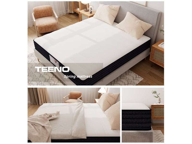  Ensemble matelas à ressorts + sommier avec lattes larges 140x190cm, epaisseur du matelas 22cm  - Conforama D