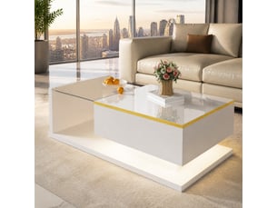 Table basse avec compartiment de rangement et niches ouvertes, led 16 couleurs, pour salon, 100 × 50 × 32,5 cm