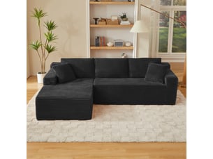 Canapé modulable noir canapé d'angle avec méridienne tissu et mousse pour salon moderne