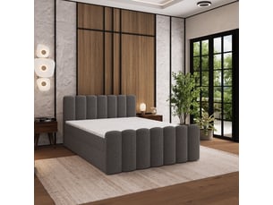 Lit avec rangement 140x200 cm <strong>MASSENO</strong> <strong></strong> coloris gris