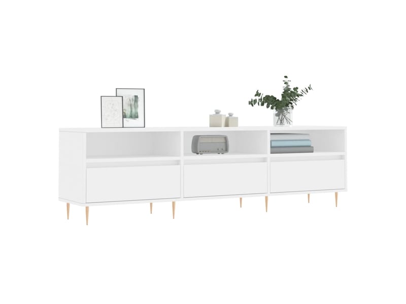 Meuble tv - banc tv - meuble de rangement blanc 150x30x44,5 cm bois d'ingénierie  - Conforama C