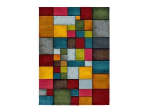 Tapis harlequin atticgo rectangulaire multicolore, 100% polypropylène heat-set frisé - réversible jute