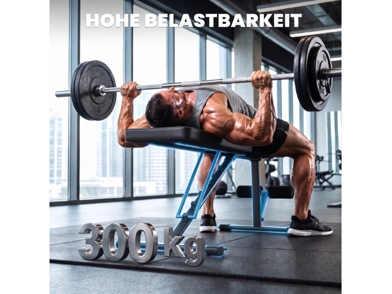  Banc de musculation réglable noir, dossier 7 positions, repose-jambes et charge maximale de 300 kg, pliable  - Conforama D