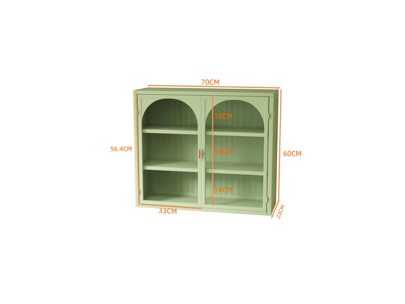  Armoire murale modèle woven 70 cm, vert, 2 portes vitrées, 3 niveaux, motif tressé, rangement moderne  - Conforama C