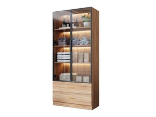 Meuble de rangement salle de bain - rangement compact - mdf - marron - 75 x 34.5 x 170 cm - pose libre - salle de bain toilettes