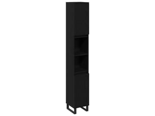 Cabinet de salle de bain, armoire salle de bain chêne noir 30 x 30 x 190 cm cf65327