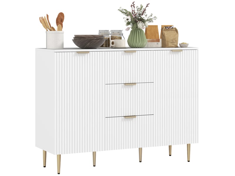 Buffet 2 portes 3 tiroirs en mdf blanc 120 x 40 x 89,5 cm  - Conforama A