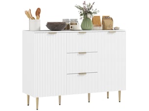 Buffet 2 porte(s) 3 tiroir(s) <strong>PANGIVO</strong> <strong></strong> - 120 cm coloris blanc