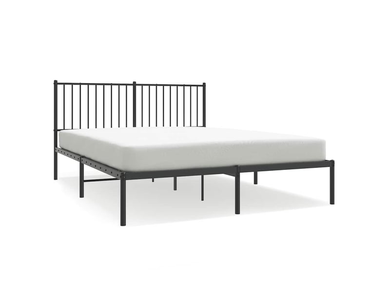 Lit double- lit adulte - cadre de lit métal sans matelas et tête de lit noir 160x200 cm - Conforama A