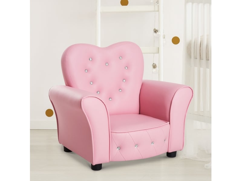  Fauteuil enfant rose 59 x 41,5 x 49 cm en pvc, assise en mousse pour chambre ou salle de jeux dès 1,5 ans  - Conforama B