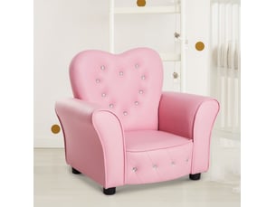 Fauteuil enfant rose 59 x 41,5 x 49 cm en pvc, assise en mousse pour chambre ou salle de jeux dès 1,5 ans