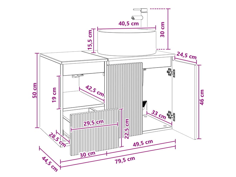  Ensemble de mobilier de salle de bain 2 pc chêne artisanal cf64070  - Conforama E