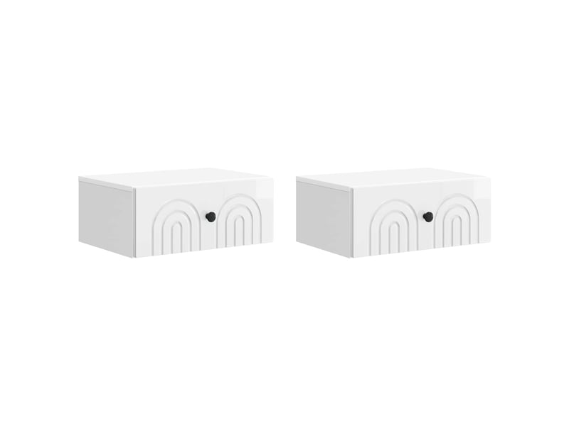  Table de chevet mural 2 pièces blanc brillant 49 x 34,5 x 20 cm  - Conforama B