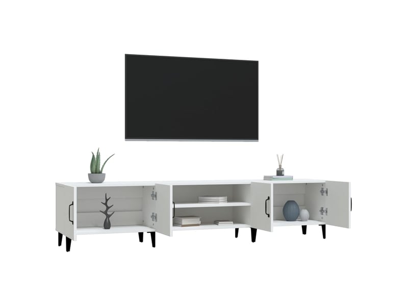  Meuble tv - banc tv - meuble de rangement blanc 180x31,5x40 cm bois d'ingénierie  - Conforama E