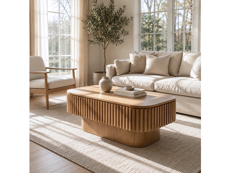  Table basse rectangulaire avec plateau amovible et rangement caché, finition bois naturel, pour salon 98 × 60 × 35 cm  - Conforama D