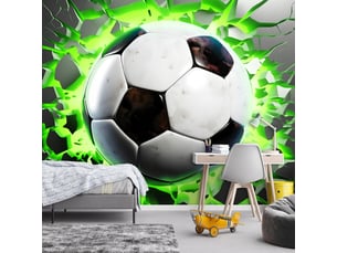 Papier peint panoramique intissé garçon football vert - 350x250 cm - papier peint enfant