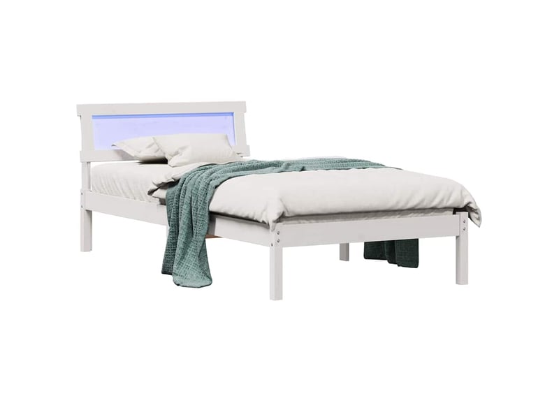 Lit simple- lit adulte - cadre de lit avec tête de lit blanc 80 x 200 cm pin massif - Conforama B