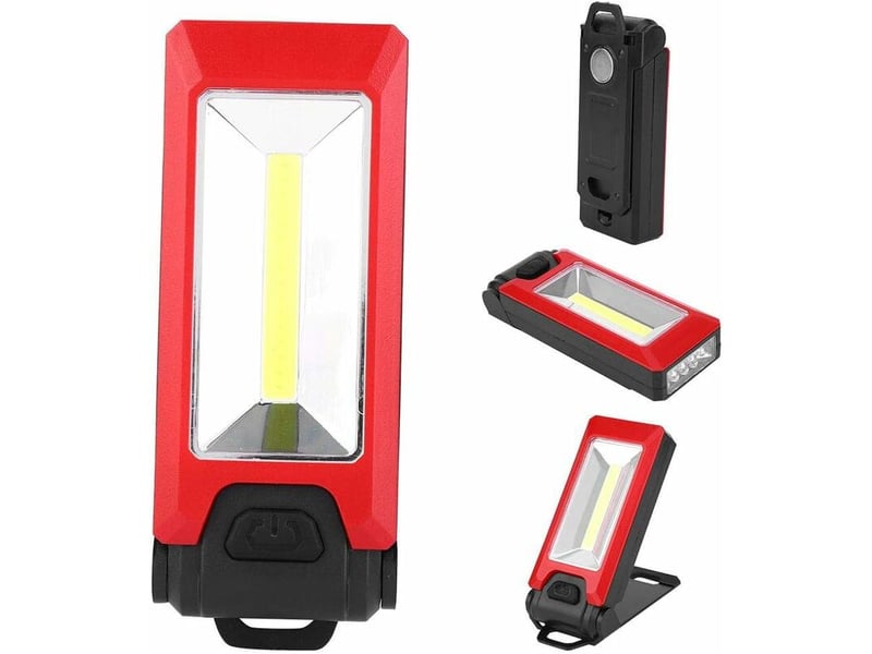 3w cob led lampe de travail lampe de poche torche poche crochet magnétique lampe suspendue pour camping en plein air randonnée rouge  - Conforama E