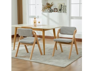 Lot de 2 chaises de salle à manger pliantes avec assise rembourrée et housse amovible en bois de hêtre et tissu gris