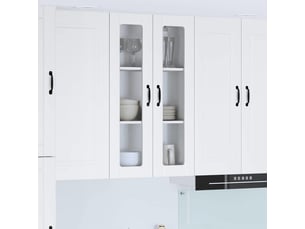 Meuble mural de cuisine, cabinet en verre mural blanc 60x31x100cm shl8301