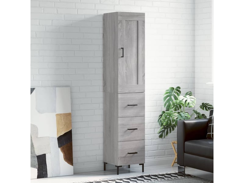  Buffet haut - bahut - meuble de rangement sonoma gris 34,5x34x180 cm bois d'ingénierie  - Conforama B