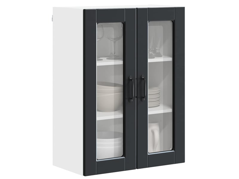 Meuble mural de cuisine, cabinet en verre mural noir 60x31x80cm shl2046 - Conforama C