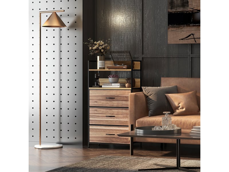  Meuble de rangement de style industriel avec 3 tiroirs amovibles en tissu et 2 étagères – 60 x 29 x 101 cm – mdf et métal  - Conforama C