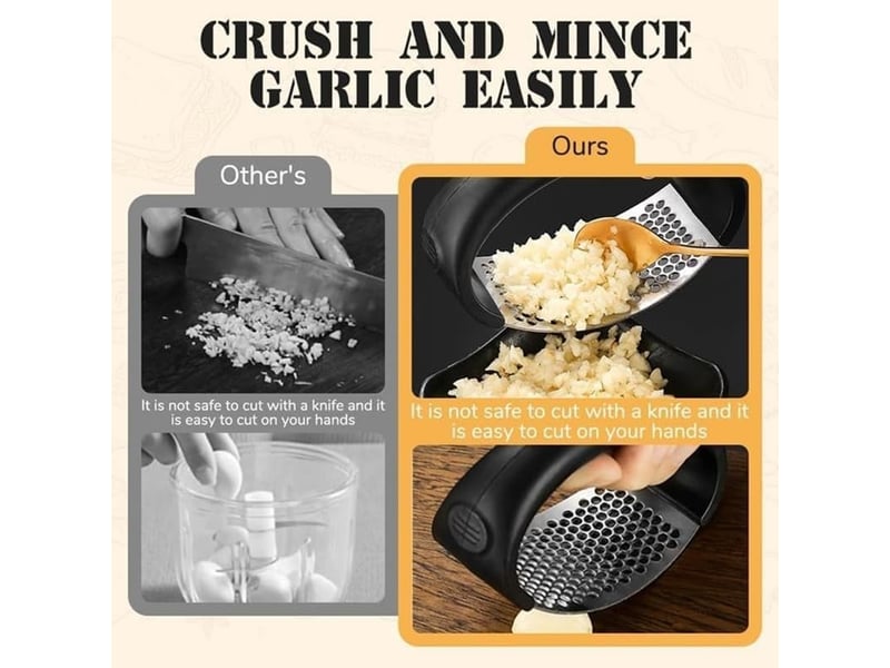  Presse-ail en acier inoxydable, ustensile de cuisine manuel et portable pour presser l'ail, petit accessoire de cuisine (1 pièce)  - Conforama D