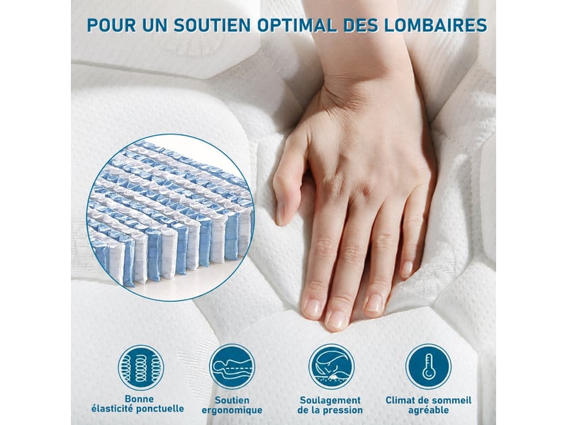 Lit coffre 140x200 avec matelas inclus, led, usb-c, lin gris - Conforama E
