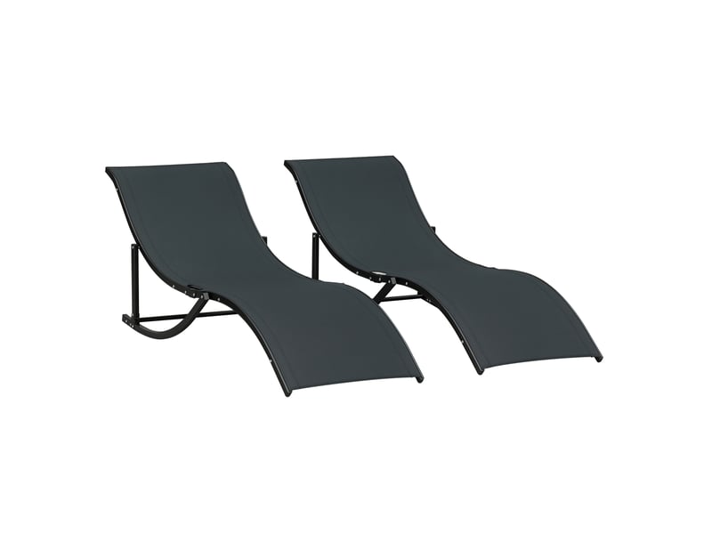  Ensemble de 2 chaises longues pliantes de jardin, en aluminium et textilène, 61 x 165 x 63 cm  - Conforama A