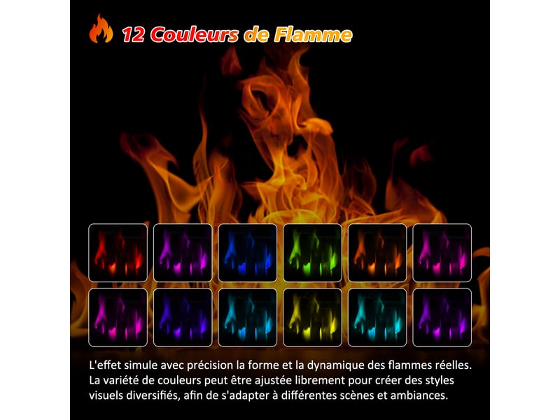 Homavo 23'' cheminée électrique, 100012000w, flamme 3d, télécommande, minuterie, sécutité surchauffe, meuble incluse - Conforama C