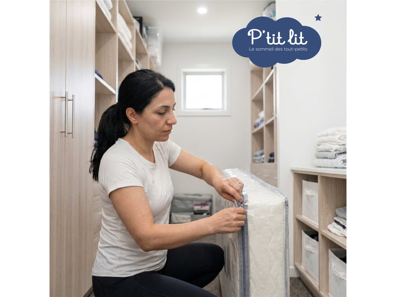  P'tit lit - housse protection matelas bébé 60x120 cm - protection totale imperméable - sac déménagement - stockage - fermeture éclair - ép. Jusqu'à 12 cm  - Conforama E