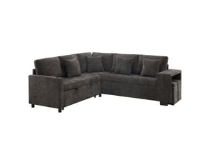 Canapé d'angle réversible convertible ULEVR 5 places Tissu gris avec coffre de rangement