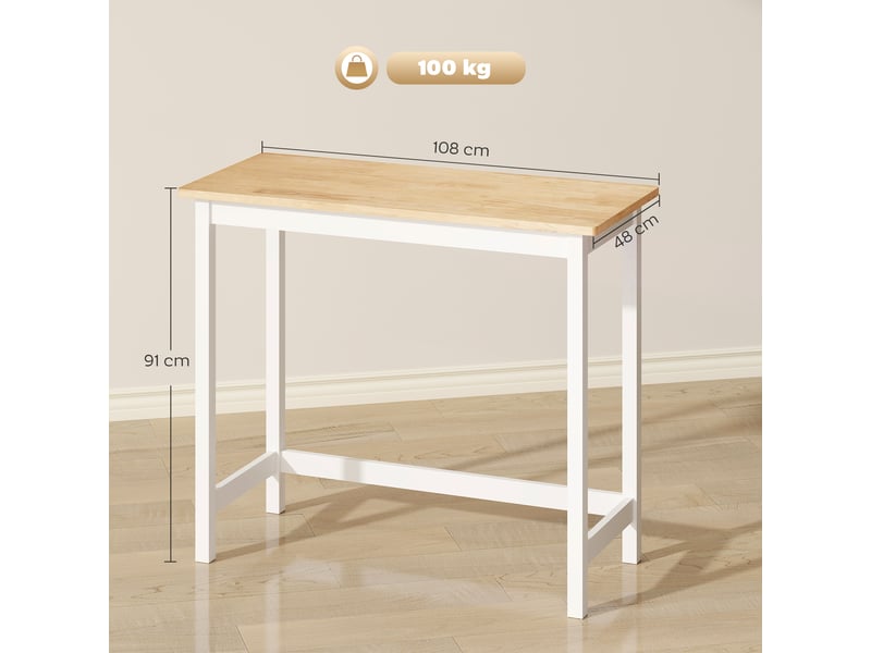  Table de bar, aspect chêne, compacte, pour 2 personnes, bois naturel et blanc  - Conforama E
