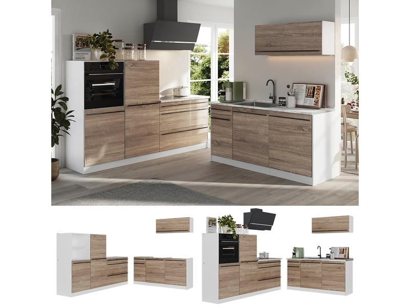  Vicco cuisine, sonomablanc, 220cm sans plan de travail  - Conforama D