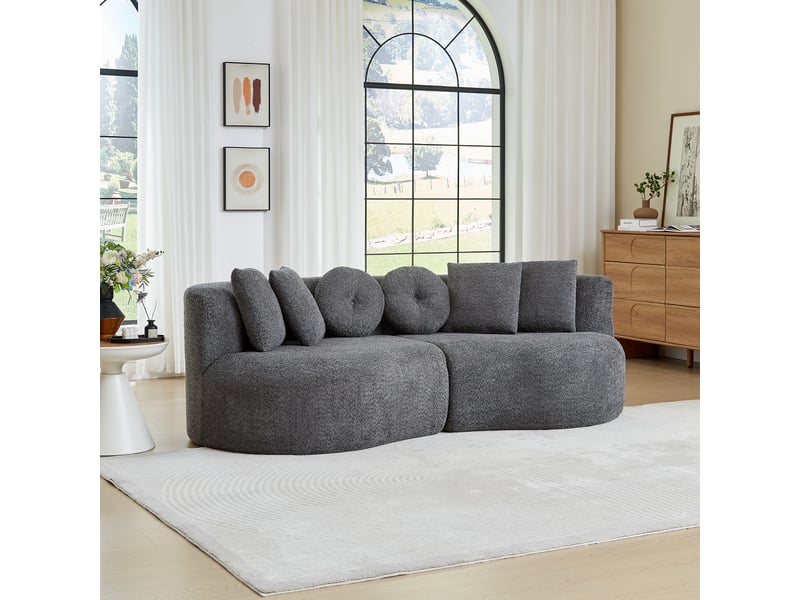 Canapé modulable, canapé de salon, en chenille, sans accoudoirs, pour salon et séjour, forme incurvée - Conforama C
