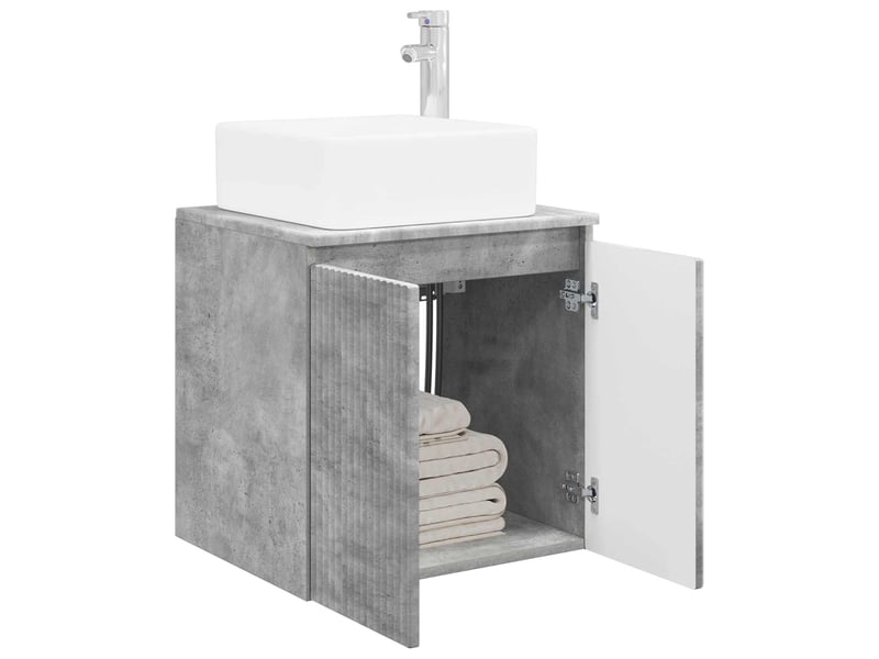 Vanité de lavabo mural, meuble de rangement gris béton 53x35x63 cm - Conforama C