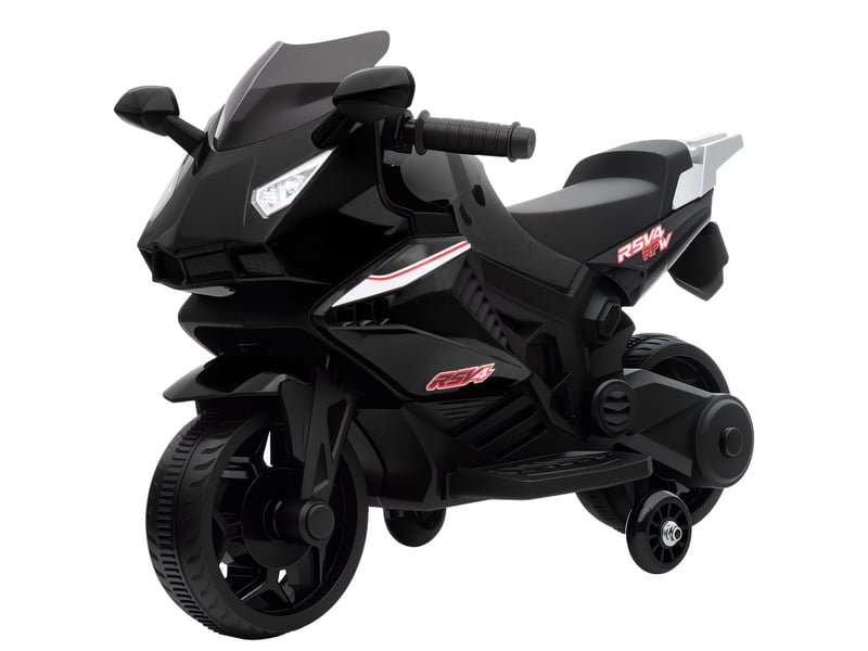  Moto électrique pour enfants, klaxon, phare, fonction musique, 2,5 kmh, noire  - Conforama B