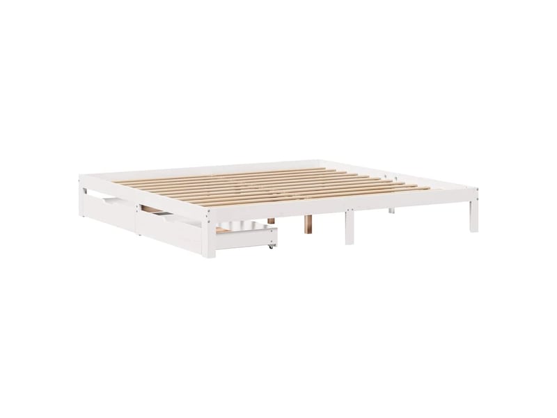  Lit double- lit adulte -  cadre de lit avec tiroirs sans matelas blanc 180x200 cm  - Conforama B