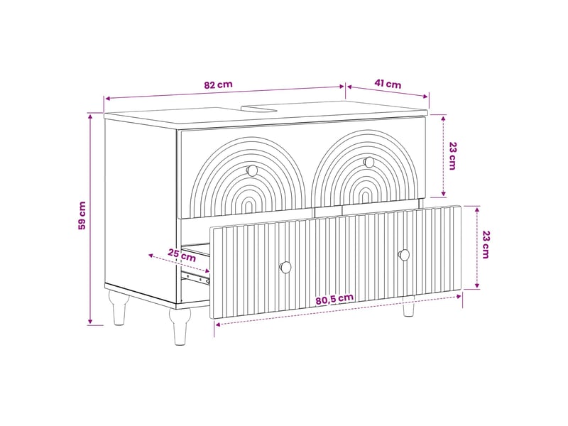  Meuble sous lavabo de salle de bain alkmaar noir cf64810  - Conforama E