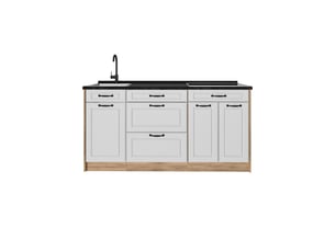 Vicco bloc de cuisine, blanc campagnechêne doré, 160cm sans plan de travail