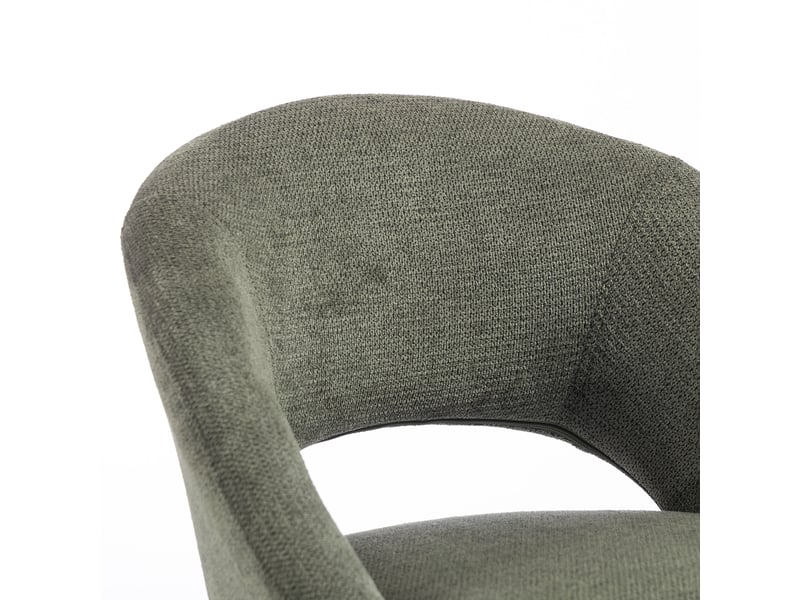  Chaise bureau design dossier enveloppant ajouré tissu chenille vert  - Conforama D