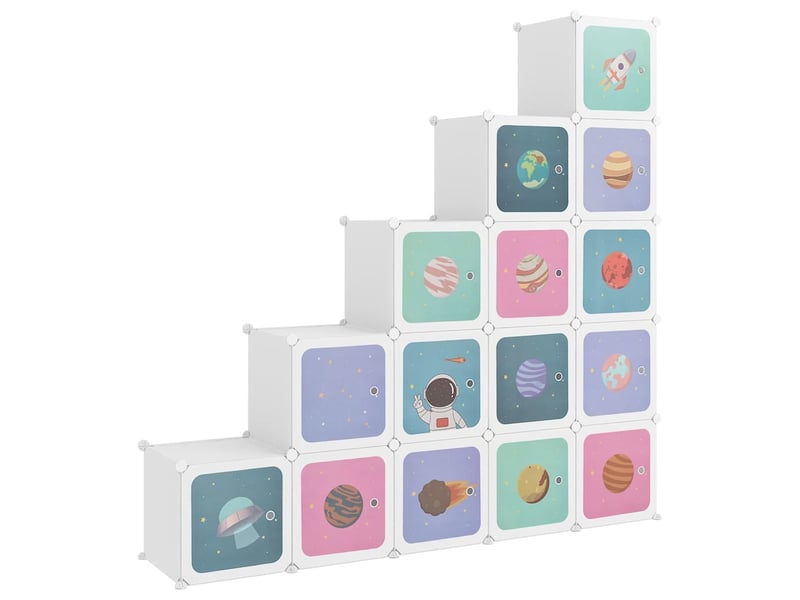 Armoire de rangement pour enfants avec 15 cubes blanc pp  - Conforama A