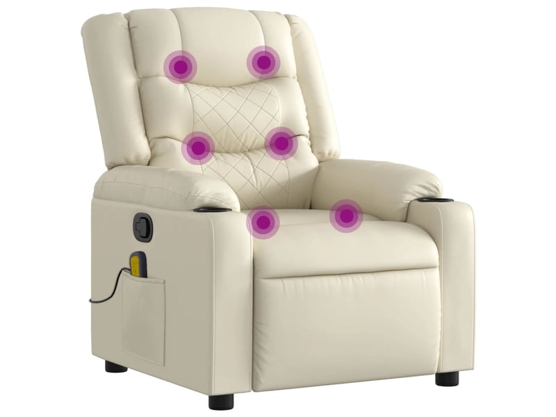  Fauteuil de massage inclinable, fauteuil relax crème similicuir shl55601  - Conforama A