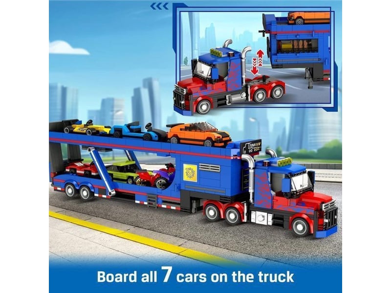  Set de construction camion transport 1050 pieces avec rampe ajustable et mini vehicules 151498_AAANZ42953_6_DROPFR - Conforama C