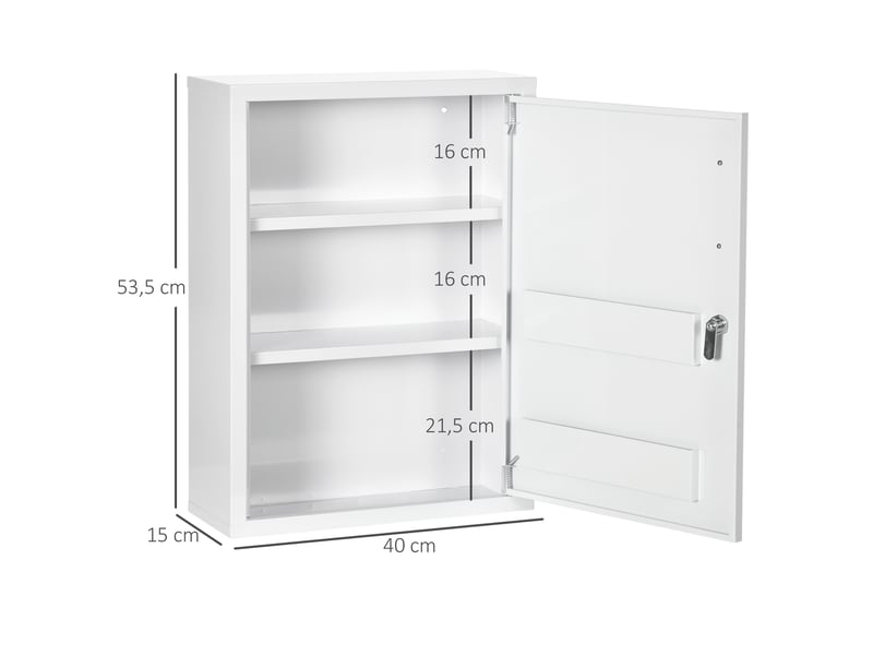  Armoire à pharmacie murale 40 x 15 x 53,5 cm – blanche – verrouillable, 3 compartiments intérieurs  - Conforama C