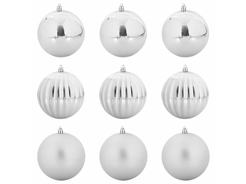  Ensemble de boules de noël xl 9 pc argenté ø 15 cm plastique cf61856  - Conforama A