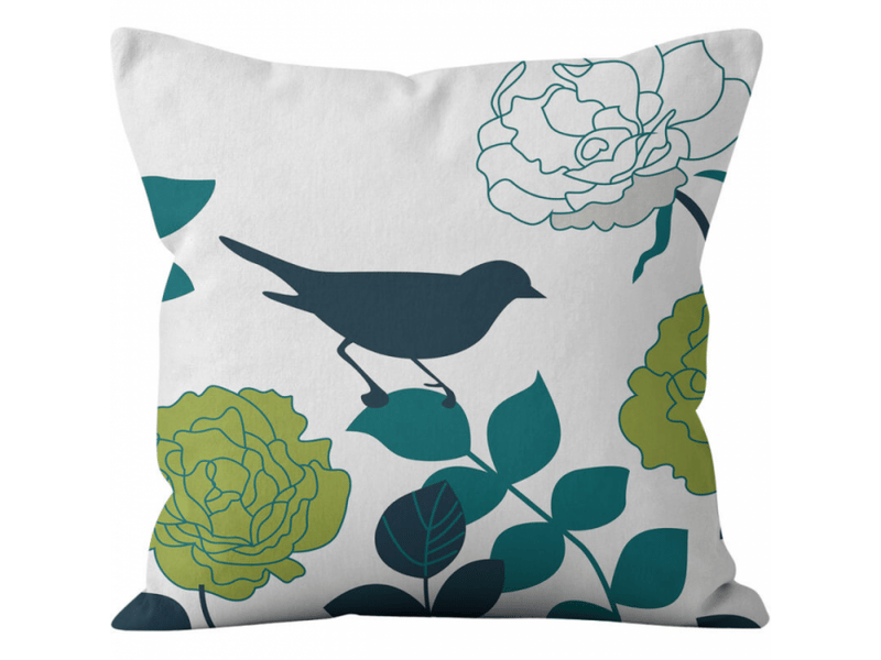 Lot de 4 housse de coussin - extérieur housse de coussin, lot de 4 imperméable fleurs et oiseaux bleus et verts motif canapé taie d'oreiller pour patio jardin salon chambre décora, 45 x 45 cm - Conforama E