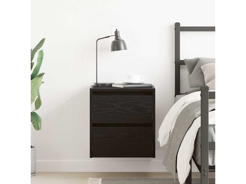  Table de chevet - cabinet de chevet - table de nuit murale chêne noir 38x34x40 cm  - Conforama B