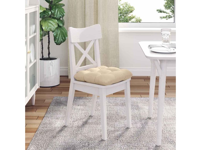  Lot de 4 coussins de siège, coussins décoratifs tissu en microfibre crème 40 x 40 cm cf59965  - Conforama D